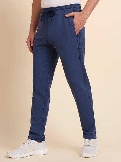 Navy Blue Solid Slim Fit Track Pant | JadeBlue