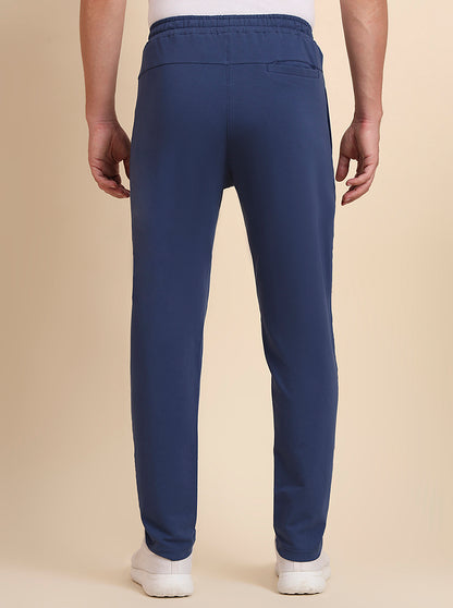 Navy Blue Solid Slim Fit Track Pant | JadeBlue