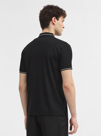 Black Solid Slim Fit Polo T-Shirt | JadeBlue