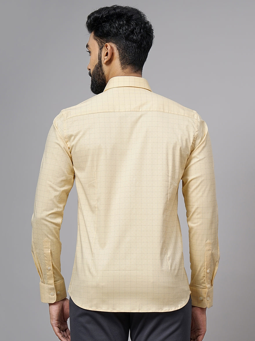 Yellow Checked Slim Fit Formal Shirt | JadeBlue Youth