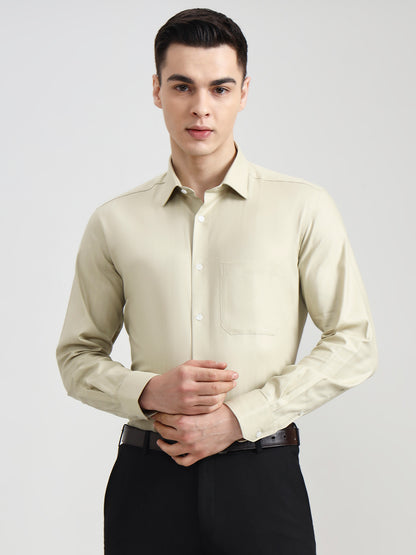 Green Solid Regular Fit Formal Shirt | JadeBlue
