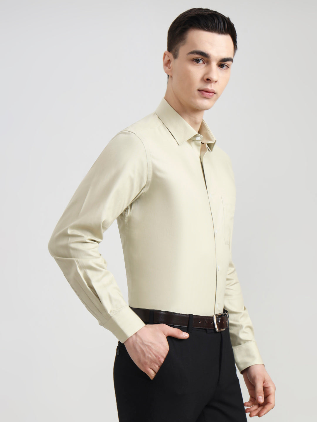 Green Solid Regular Fit Formal Shirt | JadeBlue