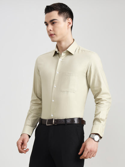 Green Solid Regular Fit Formal Shirt | JadeBlue