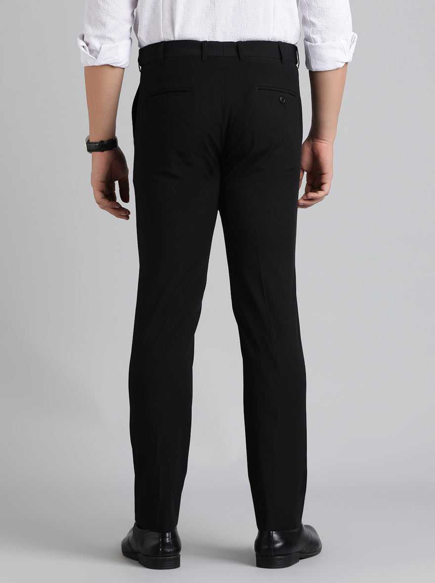 Black Solid Slim Fit Formal Trouser | Metal