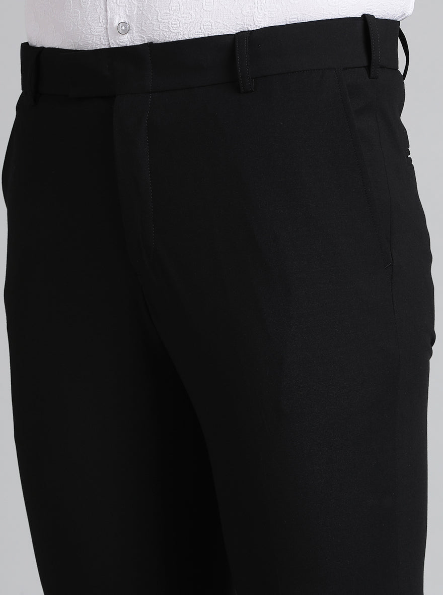 Black Solid Slim Fit Formal Trouser | Metal