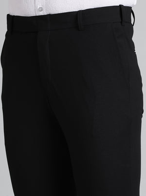 Black Solid Slim Fit Formal Trouser | Metal