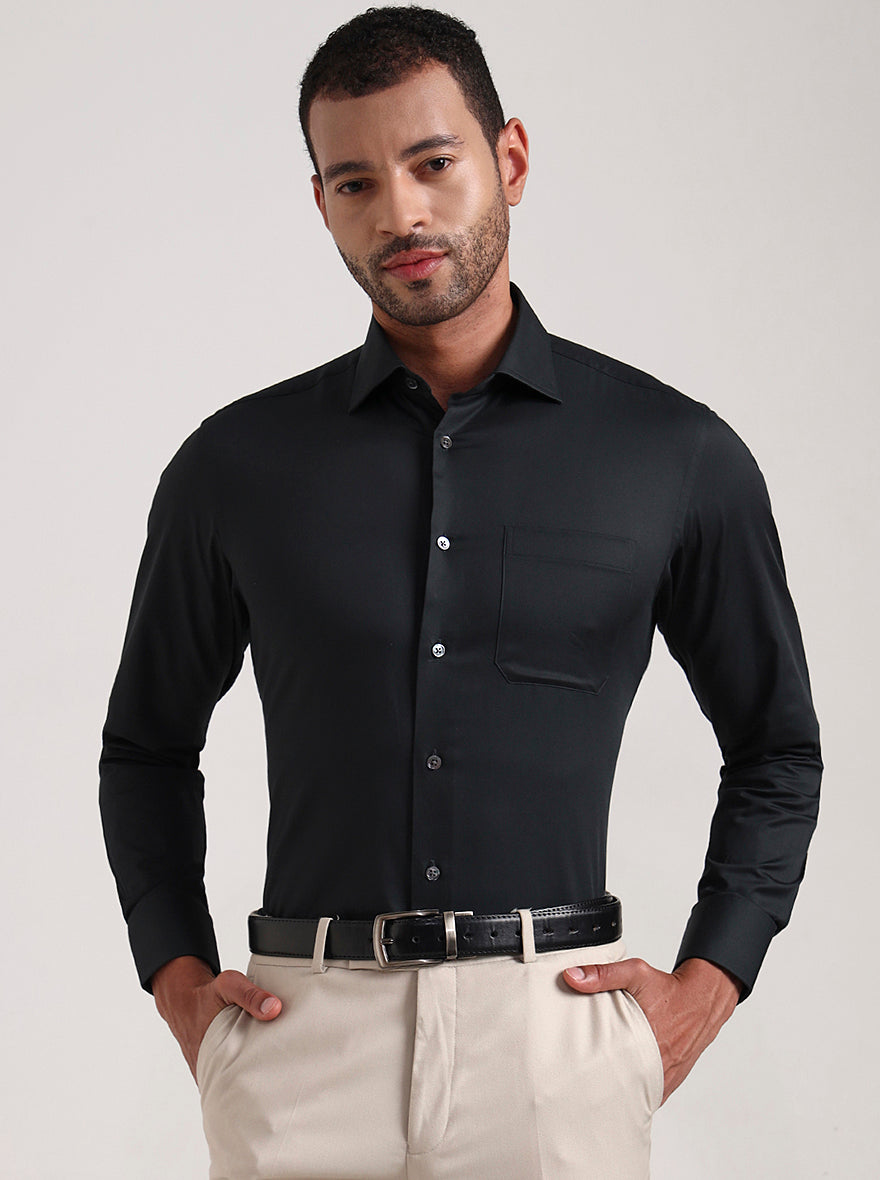Bottle Green Solid Slim Fit Formal Shirt | JadeBlue Super Luxe