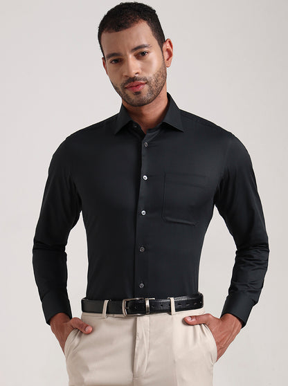 Bottle Green Solid Slim Fit Formal Shirt | JadeBlue Super Luxe