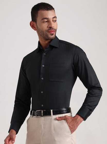 Bottle Green Solid Slim Fit Formal Shirt | JadeBlue Super Luxe