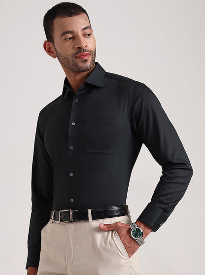Bottle Green Solid Slim Fit Formal Shirt | JadeBlue Super Luxe
