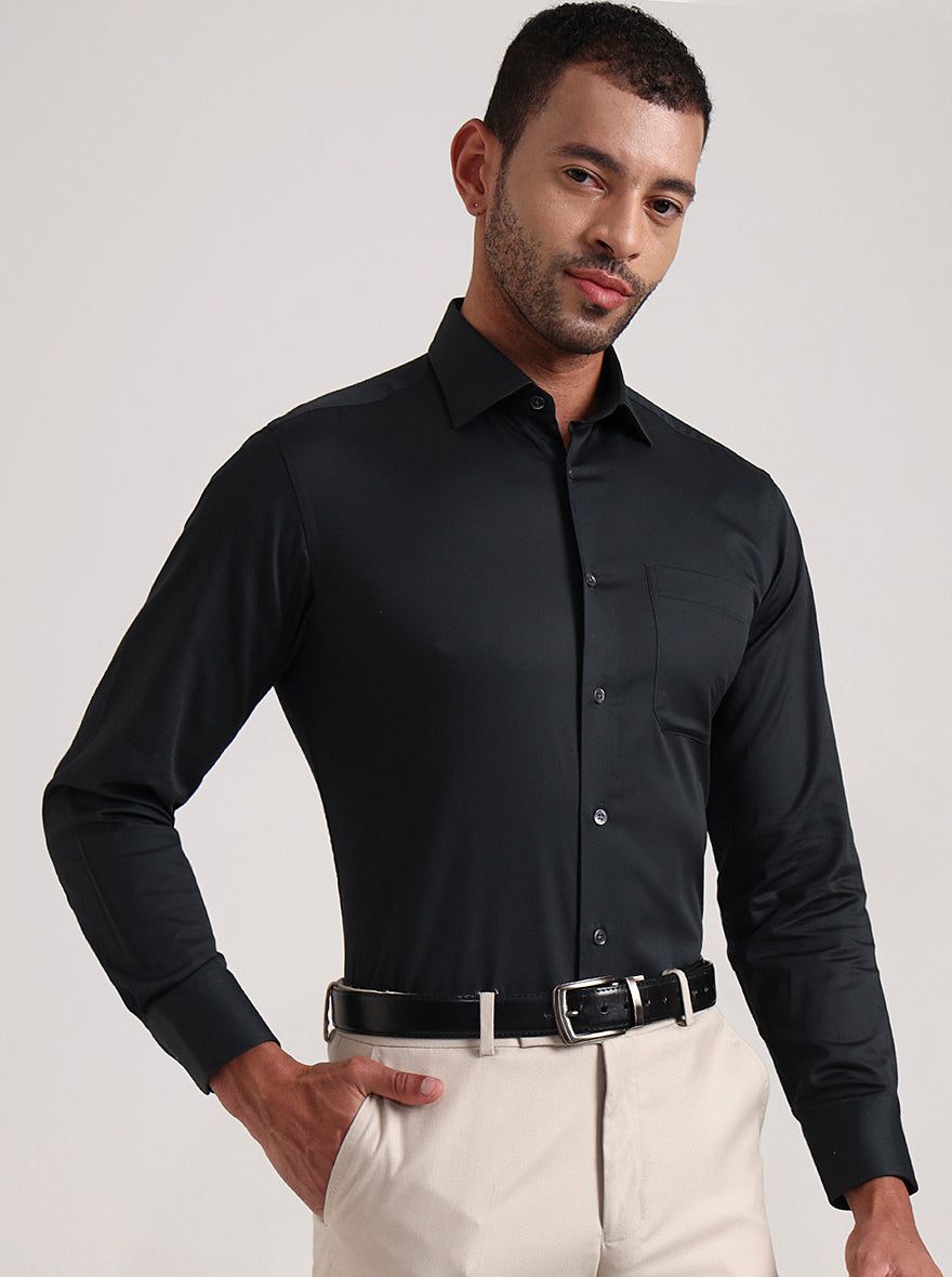 Bottle Green Solid Slim Fit Formal Shirt | JadeBlue Super Luxe