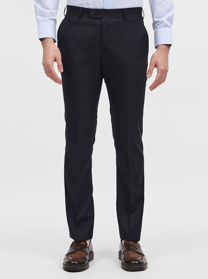 Blue Solid Slim Fit Formal Trouser | JadeBlue Super Luxe