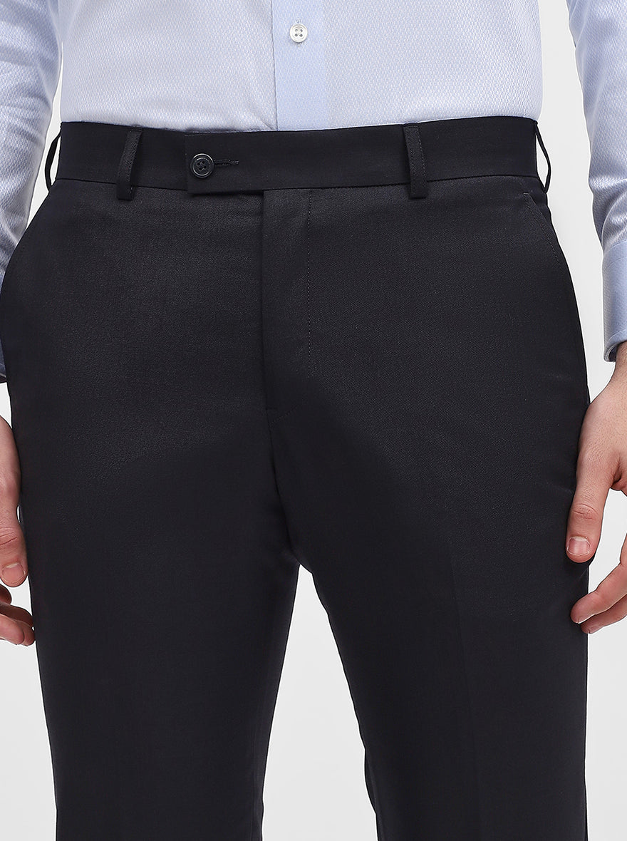 Blue Solid Slim Fit Formal Trouser | JadeBlue Super Luxe