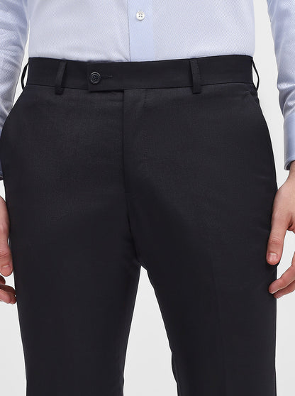 Blue Solid Slim Fit Formal Trouser | JadeBlue Super Luxe
