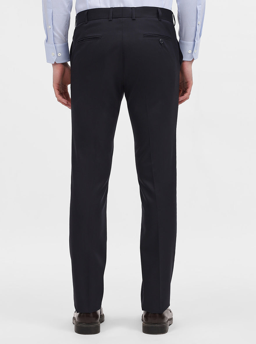 Blue Solid Slim Fit Formal Trouser | JadeBlue Super Luxe