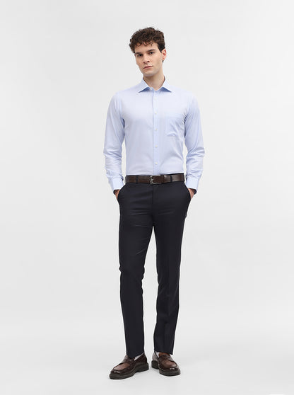 Blue Solid Slim Fit Formal Trouser | JadeBlue Super Luxe