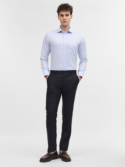 Blue Solid Slim Fit Formal Trouser | JadeBlue Super Luxe