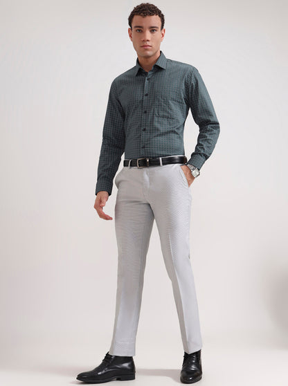 Green Printed Regular Fit Formal Shirt | JadeBlue