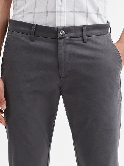 Dark Grey Solid Super Slim Fit Casual Trouser | Greenfibre