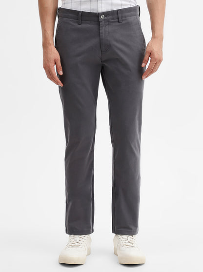 Dark Grey Solid Super Slim Fit Casual Trouser | Greenfibre