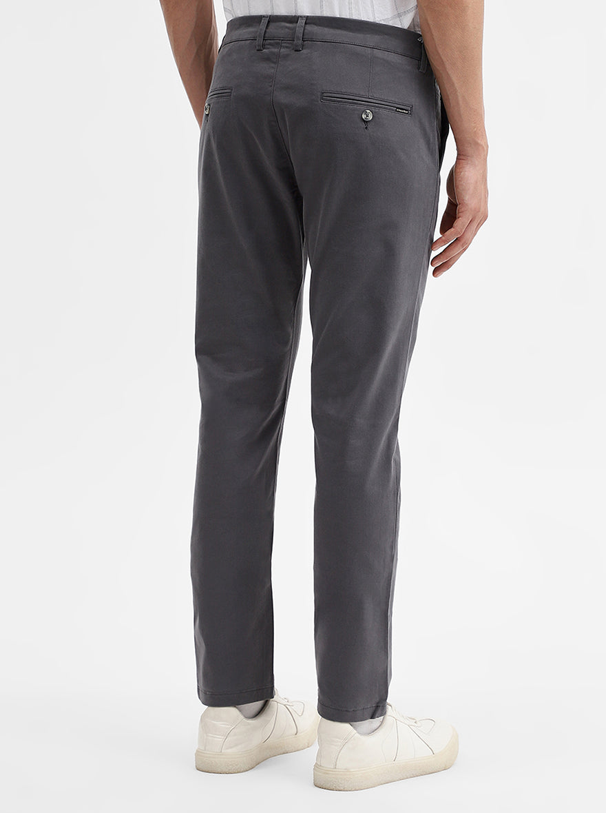 Dark Grey Solid Super Slim Fit Casual Trouser | Greenfibre
