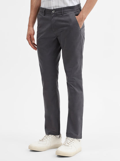 Dark Grey Solid Super Slim Fit Casual Trouser | Greenfibre