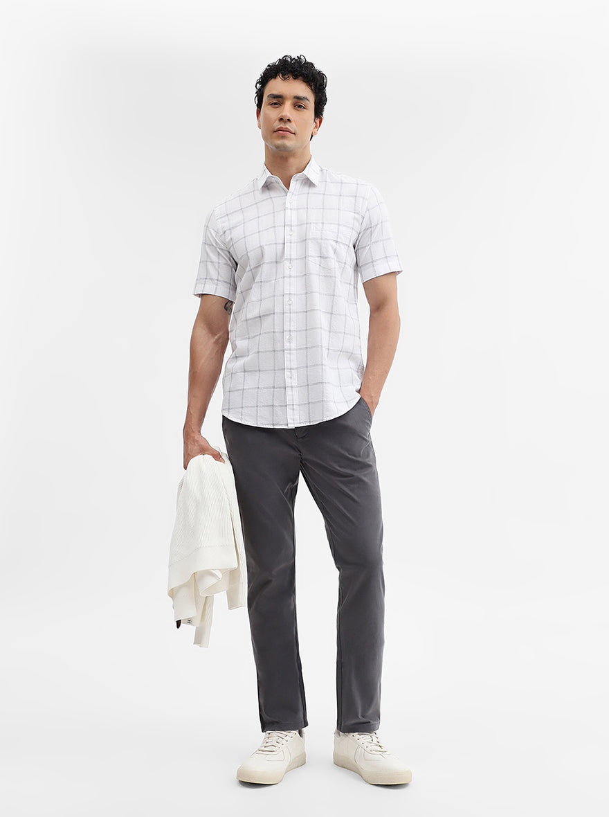 Dark Grey Solid Super Slim Fit Casual Trouser | Greenfibre