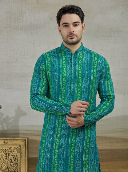 Green Printed Kurta | The Kurta Company