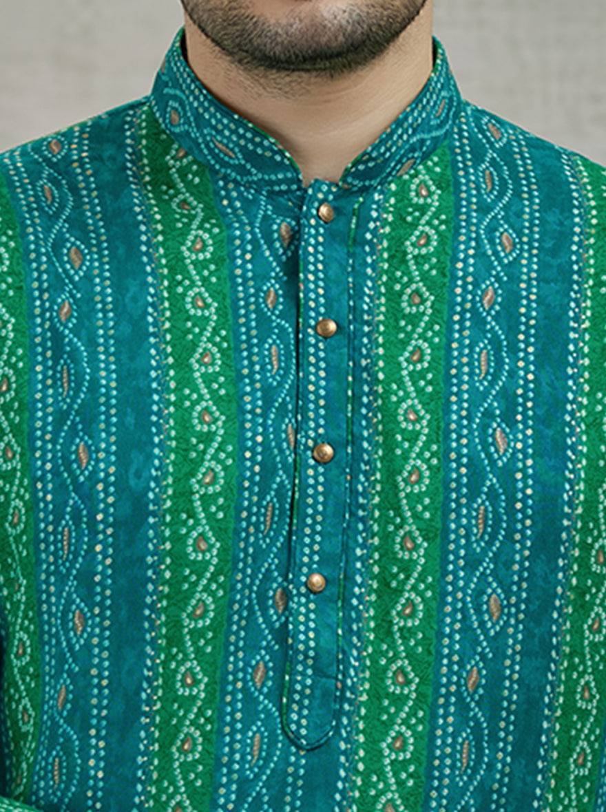 Green Printed Kurta | The Kurta Company