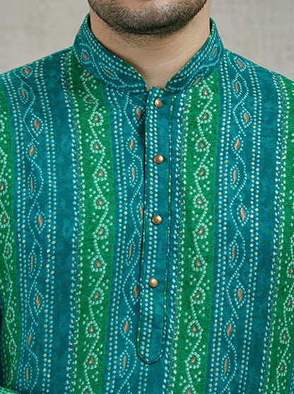 Green Printed Kurta | The Kurta Company