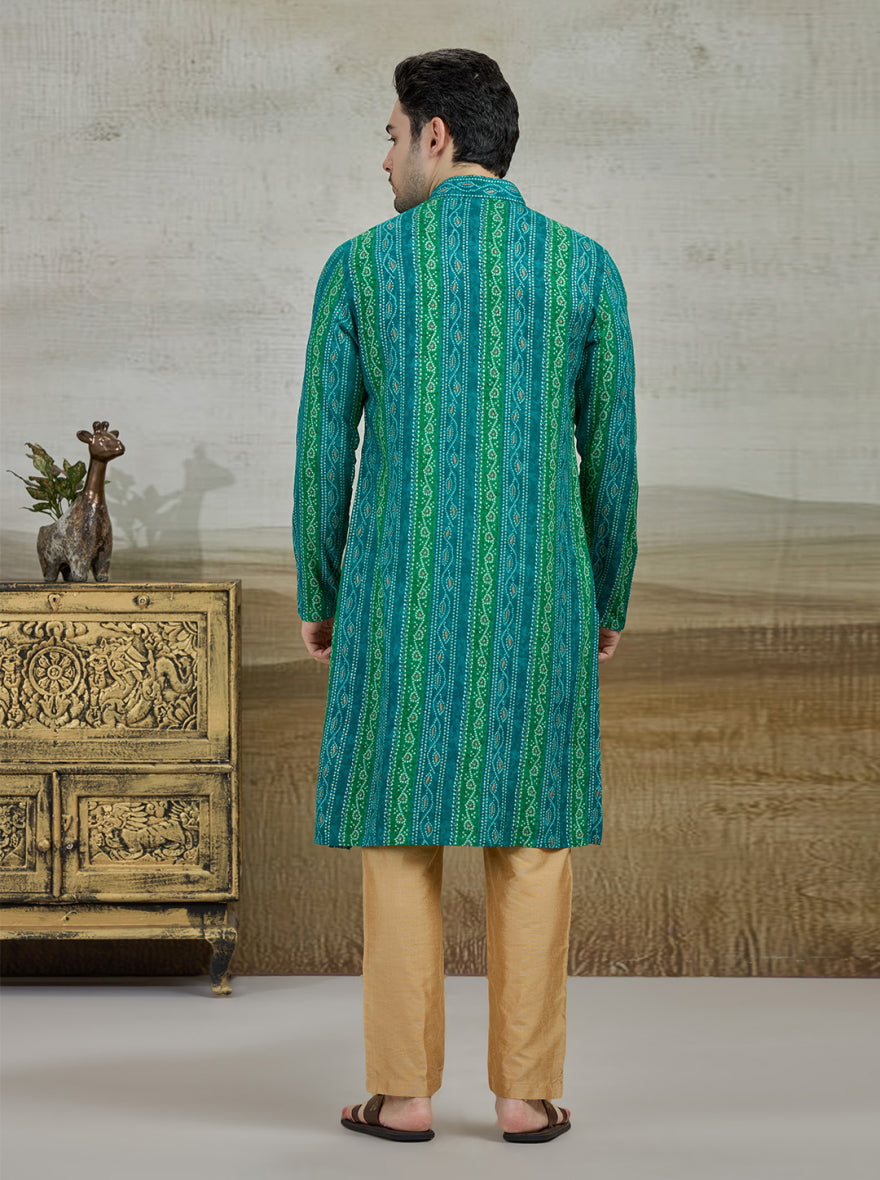Green Printed Kurta | The Kurta Company