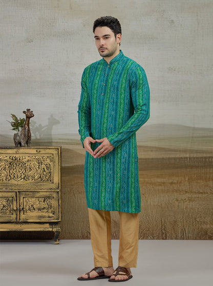 Green Printed Kurta | The Kurta Company