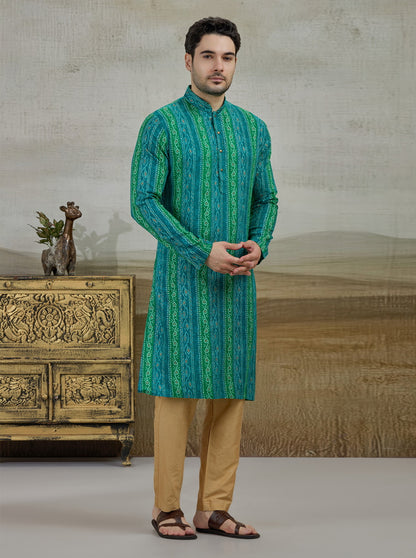 Green Printed Kurta | The Kurta Company