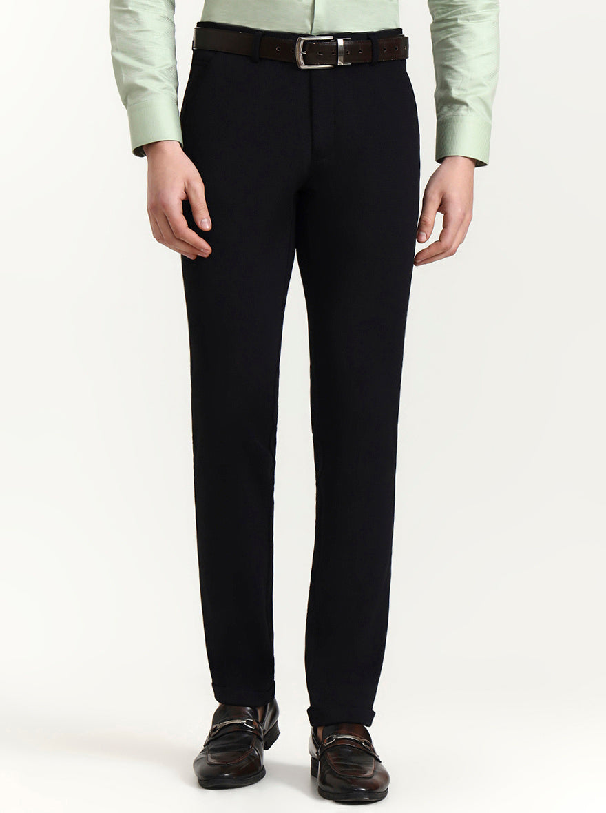 Black Checked Slim Fit Club Wear Trouser | Wyre