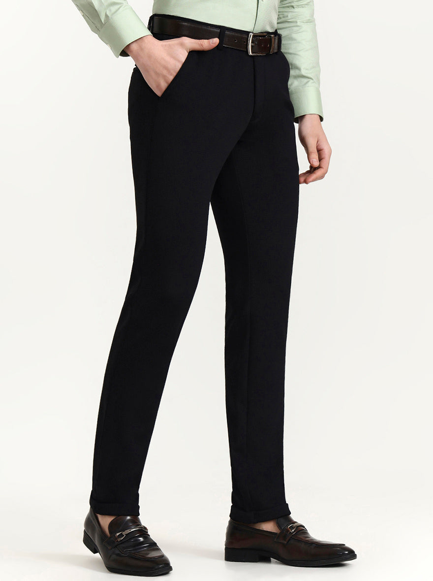 Black Checked Slim Fit Club Wear Trouser | Wyre