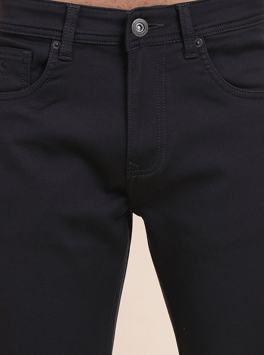 Dark Grey Solid Tailored Fit Jeans | Greenfibre