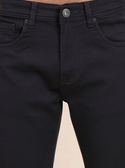 Dark Grey Solid Tailored Fit Jeans | Greenfibre