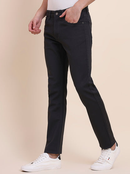 Dark Grey Solid Tailored Fit Jeans | Greenfibre