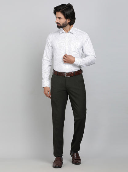 White Printed Slim Fit Formal Shirt | JadeBlue Youth
