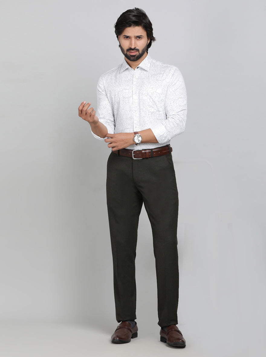 White Printed Slim Fit Formal Shirt | JadeBlue Youth