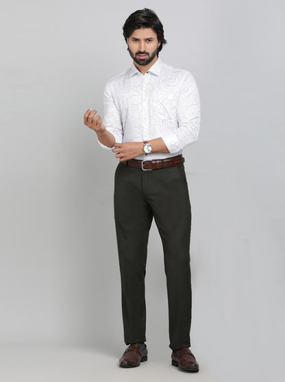 White Printed Slim Fit Formal Shirt | JadeBlue Youth
