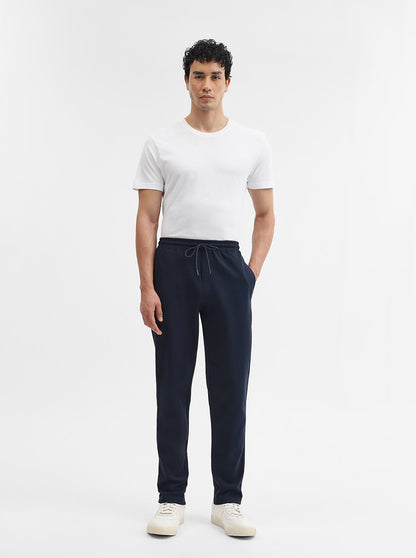 Navy Blue Solid Slim Fit Track Pant | Greenfibre