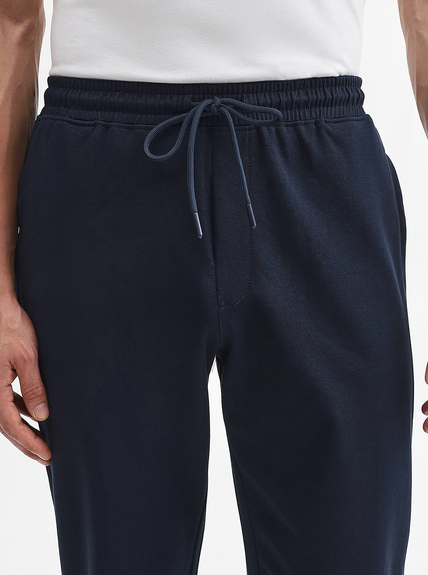 Navy Blue Solid Slim Fit Track Pant | Greenfibre
