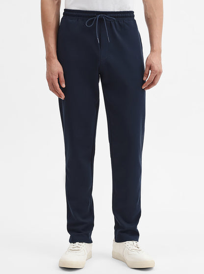 Navy Blue Solid Slim Fit Track Pant | Greenfibre