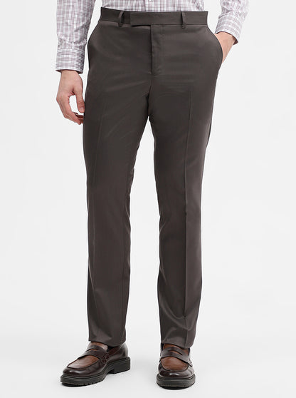 Dark Grey Solid Slim Fit Formal Trouser | Greenfibre