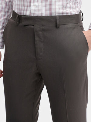 Dark Grey Solid Slim Fit Formal Trouser | Greenfibre