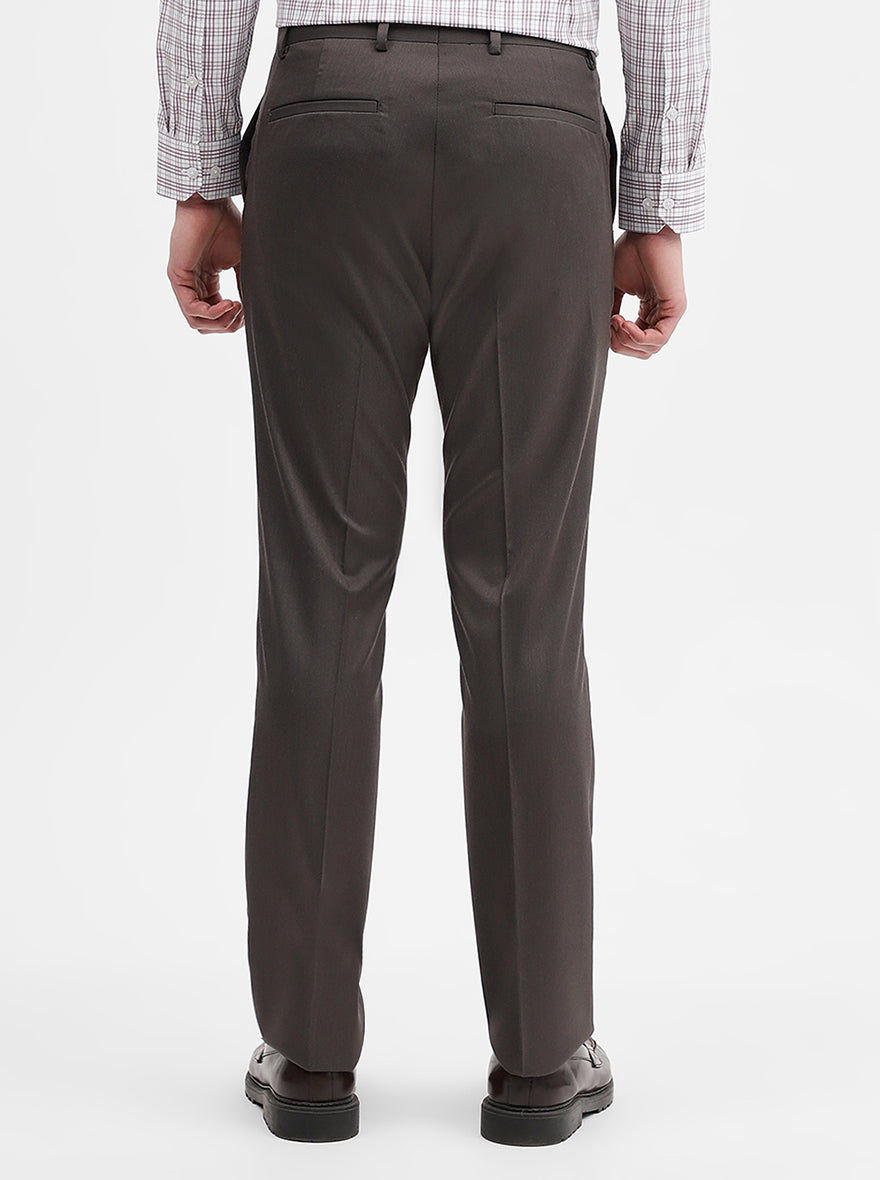 Dark Grey Solid Slim Fit Formal Trouser | Greenfibre