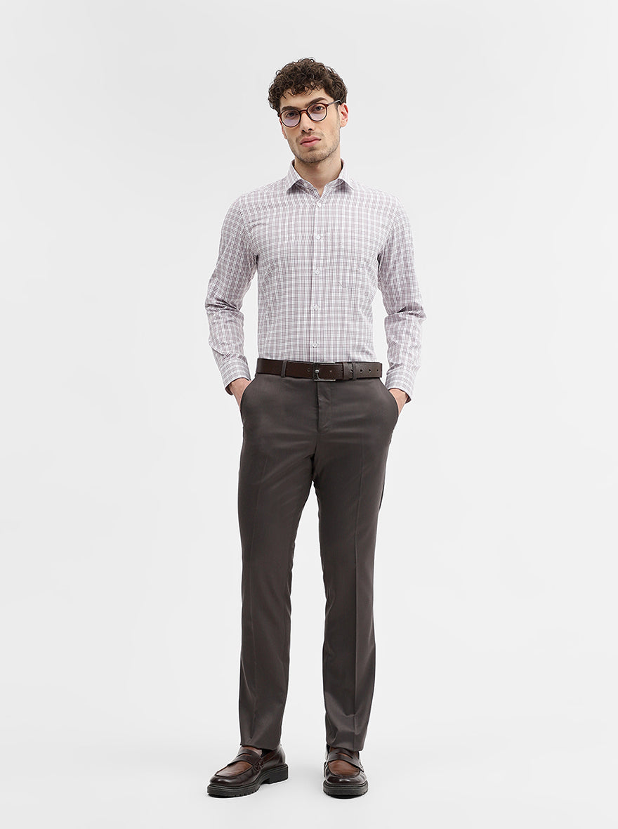 Dark Grey Solid Slim Fit Formal Trouser | Greenfibre