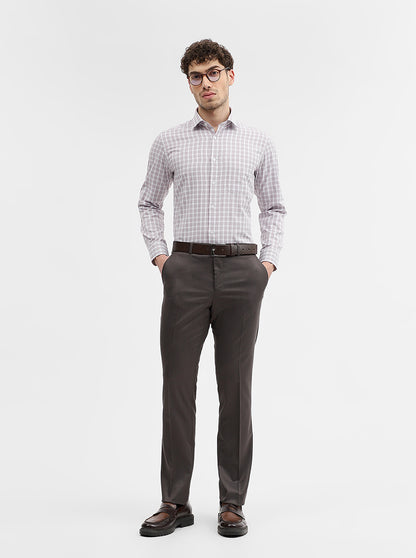 Dark Grey Solid Slim Fit Formal Trouser | Greenfibre