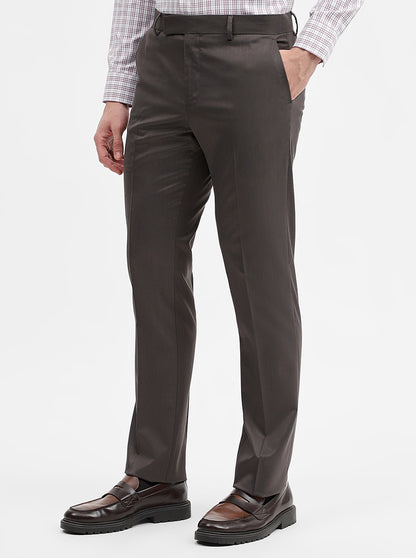 Dark Grey Solid Slim Fit Formal Trouser | Greenfibre